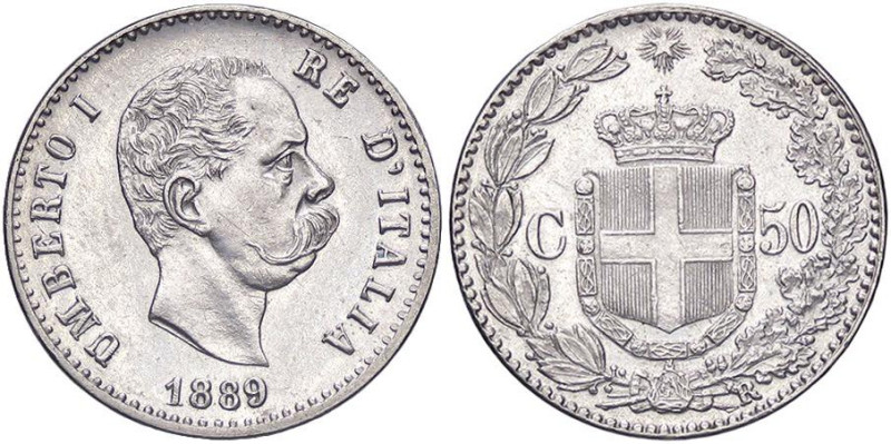 SAVOIA - Umberto I (1878-1900) - 50 Centesimi 1889 Pag. 608; Mont. 55 R AG Ex In...