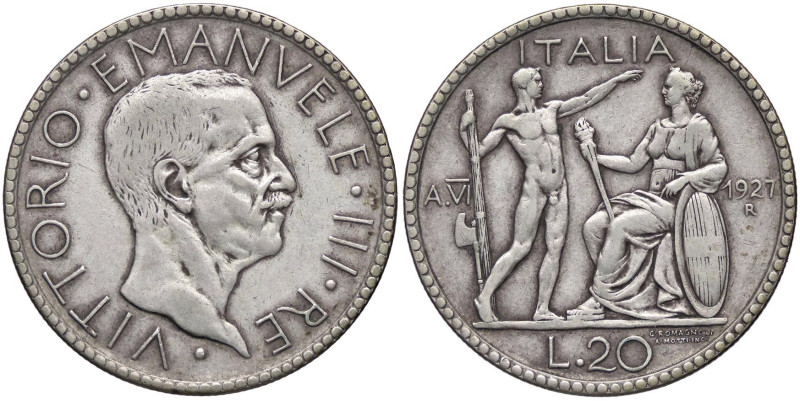 SAVOIA - Vittorio Emanuele III (1900-1943) - 20 Lire 1927 A VI Littore Pag. 672;...