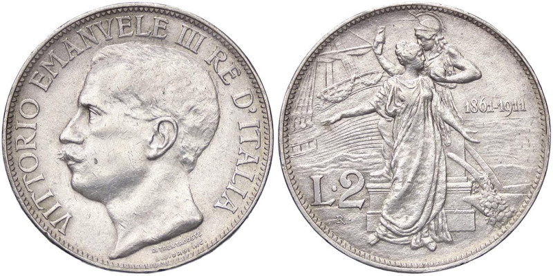 SAVOIA - Vittorio Emanuele III (1900-1943) - 2 Lire 1911 Cinquantenario Pag. 736...