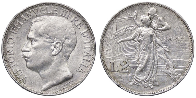 SAVOIA - Vittorio Emanuele III (1900-1943) - 2 Lire 1911 Cinquantenario Pag. 736...