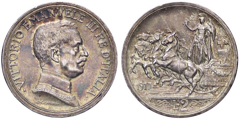 SAVOIA - Vittorio Emanuele III (1900-1943) - 2 Lire 1917 Quadriga briosa Pag. 74...