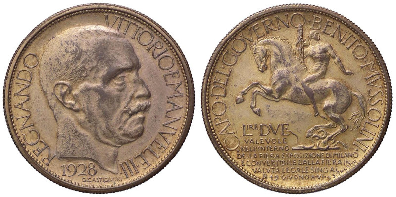 SAVOIA - Vittorio Emanuele III (1900-1943) - 2 Lire 1928 Fiera di Milano Pag. ma...