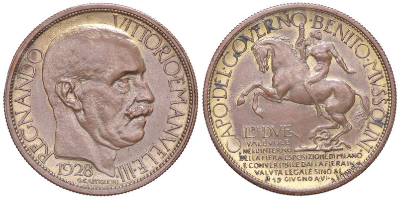 SAVOIA - Vittorio Emanuele III (1900-1943) - 2 Lire 1928 Fiera di Milano Pag. ma...