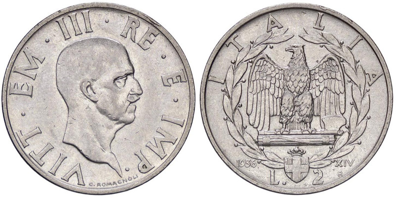 SAVOIA - Vittorio Emanuele III (1900-1943) - 2 Lire 1936 XIV Impero Pag. 754; Mo...