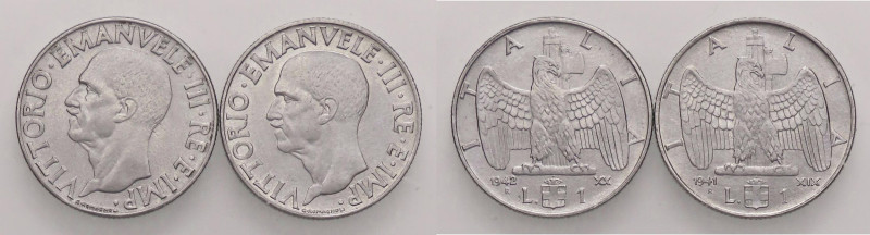 SAVOIA - Vittorio Emanuele III (1900-1943) - Lira 1941 e 1942 Impero Ac 2 monete...