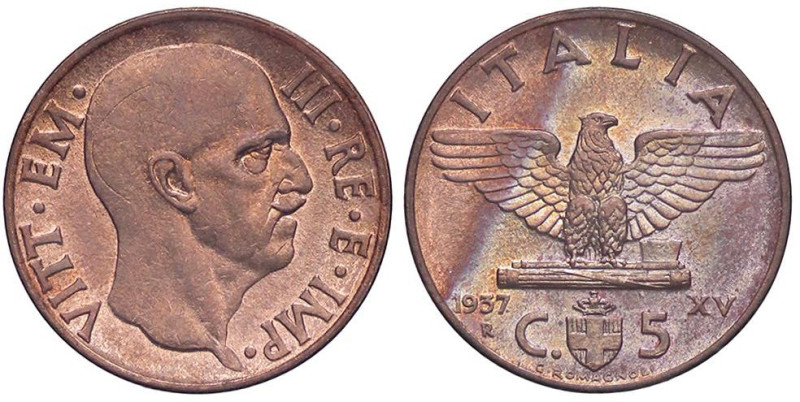 SAVOIA - Vittorio Emanuele III (1900-1943) - 5 Centesimi 1937 XV Impero Pag. 918...