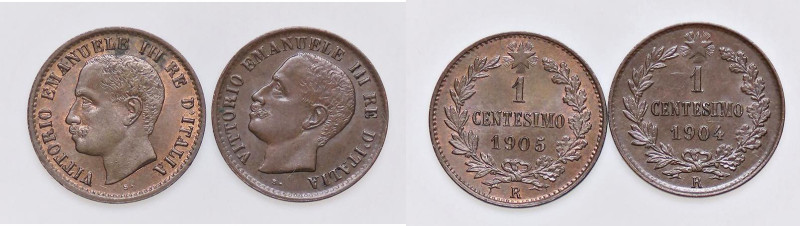 SAVOIA - Vittorio Emanuele III (1900-1943) - Centesimo 1904 e 1905 Valore CU 2 m...