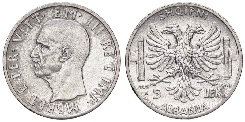 SAVOIA - Albania - 5 Lek 1939 XVII Pag. 992; Mont. 485 AG
qSPL