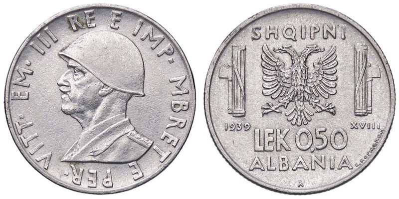 SAVOIA - Albania - 0,50 Lek 1939 XVIII Pag. manca; Mont. 498 AC Magnetica
 Magn...