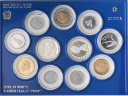 REPUBBLICA ITALIANA - Repubblica Italiana (monetazione in lire) (1946-2001) - Serie zecca 1990 Mont. 27 In confezione - 11 valori
 In confezione - 11...