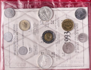 REPUBBLICA ITALIANA - Repubblica Italiana (monetazione in lire) (1946-2001) - Serie zecca 1993 Mont. 30 In confezione - 11 valori
 In confezione - 11...