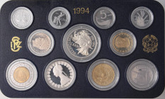 REPUBBLICA ITALIANA - Repubblica Italiana (monetazione in lire) (1946-2001) - Serie zecca 1994 Mont. 31 In confezione rovinata - 11 valori
 In confez...