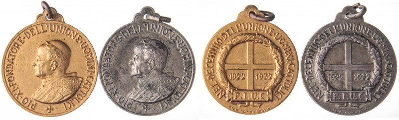 MEDAGLIE - PAPALI - Pio XI (1922-1939) - Dittico 1932 - Decennio Unione Uomini C...