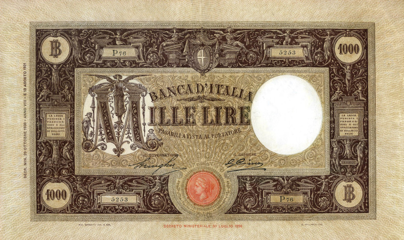 CARTAMONETA - BANCA d'ITALIA - Vittorio Emanuele III (1900-1943) - 1.000 Lire - ...