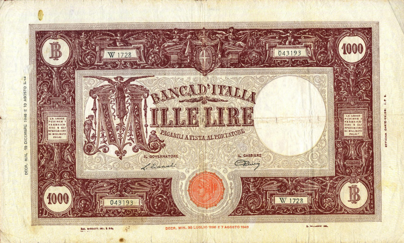 CARTAMONETA - BANCA d'ITALIA - Repubblica Italiana (monetazione in lire) (1946-2...