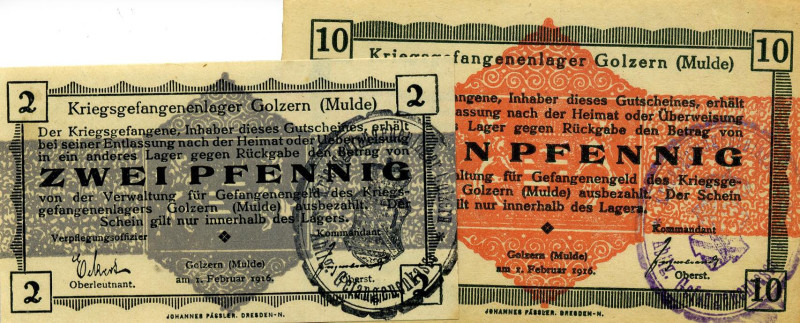 CARTAMONETA - PRIGIONIERI DI GUERRA Golzern 2 e 10 pfennig
 2 e 10 pfennig - 
...