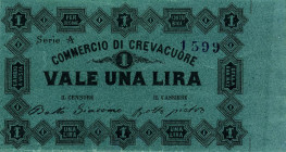 CARTAMONETA - MONETAZIONE D'EMERGENZA - Biglietti Fiduciari Crevacuore (BI) Gav. 340 RR Commercio - Lira
 Commercio - Lira - 
BB+