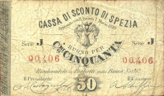 CARTAMONETA - MONETAZIONE D'EMERGENZA - Biglietti Fiduciari La Spezia (SP) Gav. 478 RR Cassa di Sconto 7/03/1870 - 50 centesimi
 Cassa di Sconto 7/03...