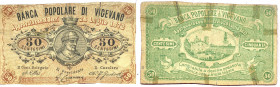 CARTAMONETA - MONETAZIONE D'EMERGENZA - Biglietti Fiduciari Vigevano (PV) Gav. 1033 RR Banca Popolare 28/07/1872 - 50 centesimi Piccoli restauri con n...