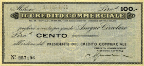 CARTAMONETA - MONETAZIONE D'EMERGENZA - Assegni a taglio fisso nella RSI (21/09/1943-25/04/1945) - 100 Lire 31/07/1944 RR Credito Commerciale di Milan...