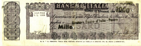 CARTAMONETA - MONETAZIONE D'EMERGENZA - Assegni a taglio fisso nella RSI (21/09/1943-25/04/1945) - 1.000 Lire Vaglia cambiario a taglio fisso per paga...