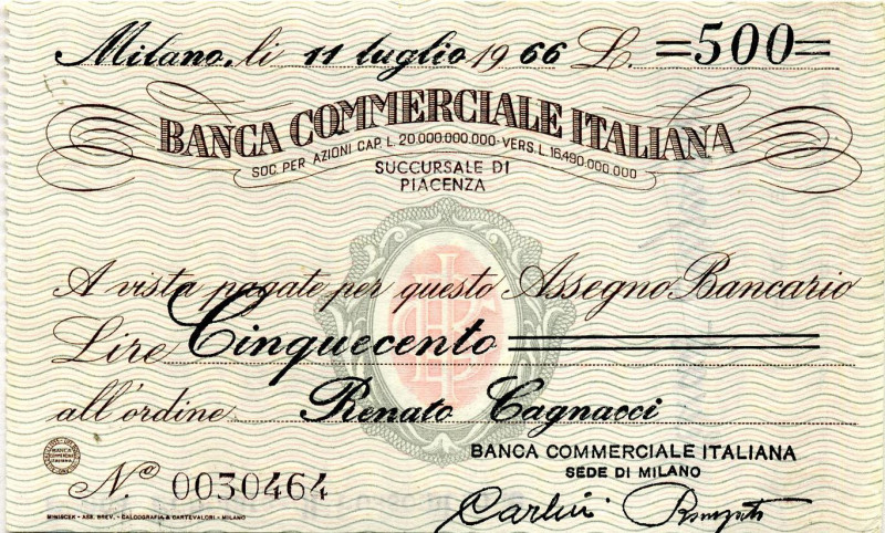 CARTAMONETA - MONETAZIONE D'EMERGENZA - Assegni circolari e bancari da L. 500 (1...