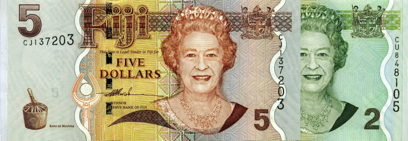 CARTAMONETA ESTERA - FIJI - Elisabetta II (1952-2022) - 5 Dollari Assieme a 2 do...