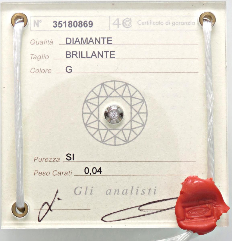 VARIE - Pietre preziose Diamante taglio brillante, 0,04 ct G color, in confezion...