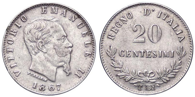 VARIE - Curiosità 20 centesimi 1867 T, gr. 1 (Replica di moneta)
BB