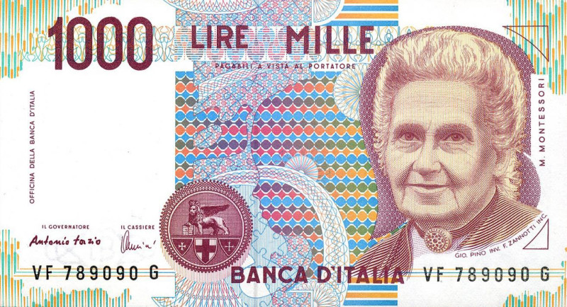 LOTTI - Cartamoneta-Italiana 1000 lire Montessori, lotto di 35 biglietti alcuni ...