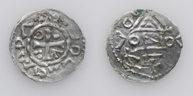 Czechia. Bohemia. Boleslav II. 967-999. AR Denar (20mm, 1.14g). Prague mint. +BOLESLAVDVX, cross, pellet in one angle, annulet in two angles and arrow...