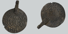 Czechia. Bohemia. Boleslav II 967 - 999. AR Denar (19mm, 0.94g(including loop)). Prague mint. Moneyer OMC. +BOEZLVΛDVX, hand of providence descending ...