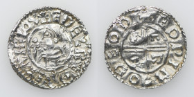 England. Aethelred II. 978-1016. AR Penny (20mm, 1.37g, 12h). Crux type (BMC iiia, Hild. C). Thetford mint; moneyer Eadwig. Struck circa 991-997. + ÆÐ...