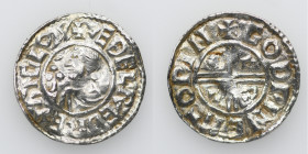 England. Aethelred II 978-1016. AR Penny (20mm, 1.63g, 12h). Crux type (BMC iiia, Hild. C). Winchester mint; moneyer Godwine. Struck circa 991-997. + ...