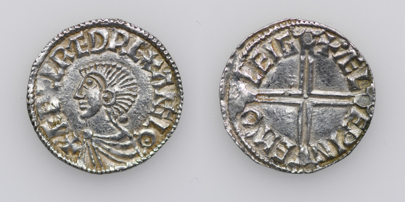 England. Aethelred II 978-1016. AR Penny (20mm, 1.78g, 7h). Long Cross type (BMC...
