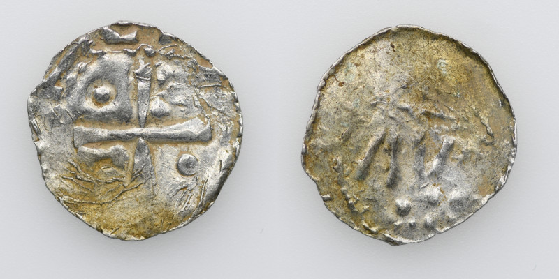 Germany. Verdun. Bishop Haimo and Otto III 990-1024. AR Denar (18mm, 1.21g). Ver...