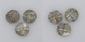 Germany (Group of three). Cologne. Otto III 983-1002. AR Denar. Cologne mint. [+OTTO REX], cross with pellets in each angle / [ S / COLONIA / A G], Co...