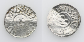 Germany. Duchy of Saxony. Bernhard I 973-1011. AR Denar (19mm, 1.28g). Bardowick (or Lüneburg or Jever?) mint. BERNH[___]DVX, small cross pattee / Sma...