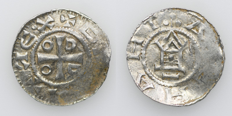 Germany. Duchy of Saxony. Goslar area. Otto III 983-1002. AR Denar (20mm, 1.58g)...