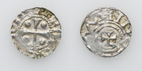 Germany. Saxony. Otto III 983-1002. AR Denar (17mm, 1.13g). Dortmund mint. O[DD]OIMPERATOR, cross with pellet in each quarter / [THEROT]MANN[I], cross...