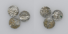 Germany. (Group of three). Saxony. Otto III 983-1002. AR Denar (17mm, 1.33g). Dortmund mint. [ODDOIMPERATOR], cross with pellet in each quarter / [THE...