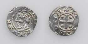 Germany. Saxony. Heinrich III 1039-1046. AR Denar (17mm, 1.61g). Dortmund mint. +HEI[NR]ICVS R[EX], crowned head left / M[I]NTEONA, cross with pellets...