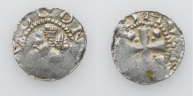 Germany. Mainz. Heinrich II 1002-1024. AR Denar (18mm, 1.59g). Mainz mint. Bust facing / Cross with pellets in each angle. Dbg. 802 var; Kluge 445. Ve...