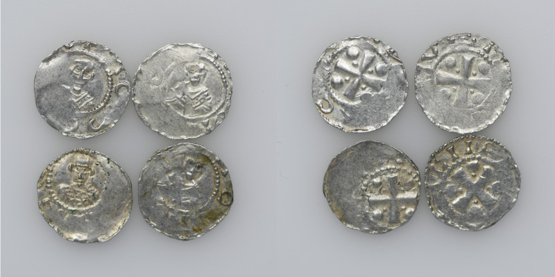 Germany. (Group of four). Mainz. Heinrich II 1002-1024. AR Denar (18mm, 1.64g). ...