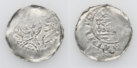 Germany. Speyer. Heinrich III 1039-1056. AR Denar (19mm, 0.87g). Speyer mint. [+SCA MARIA], half-length portrait with hand raised/ [SPIRA] CIVIT, chur...