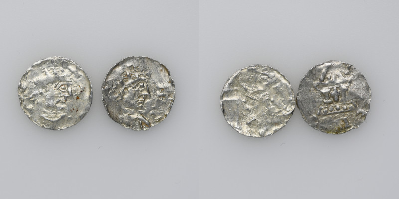 Germany. (Group of two).Swabia. Heinrich II 1002-1024. AR Denar (18mm, 1.02g). S...