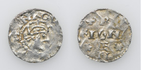 Germany. Swabia. Heinrich II 1002-1024. AR Denar (18mm, 1.10g). Strasbourg mint. [HE]NRCV[SREX], crowned head right / [A]RGEN-TIGN[A], cross written i...