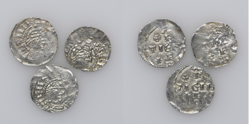 Germany. (Group of three). Swabia. Heinrich II 1002-1024. AR Denar (20mm, 1.06g)...