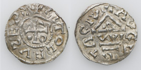 Germany. Duchy of Bavaria. Bishop Liutolf 989-996. AR Denar (20mm, 1.97g). Augsburg mint; moneyer Vvi. LITOLFVSEPS, cross with three pellets in one an...