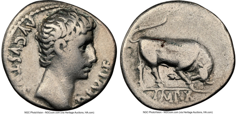 Augustus (27 BC-AD 14). AR denarius (18mm, 3.61 gm, 7h). NGC Choice Fine 5/5 - 3...